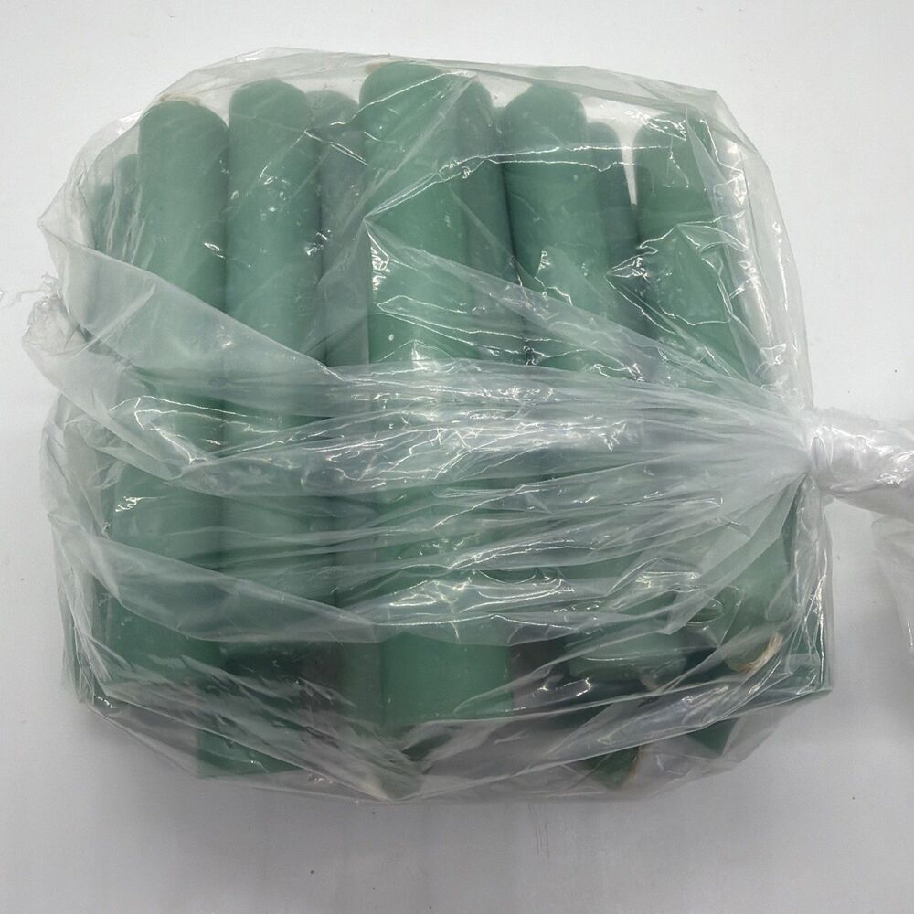 ALTAR CANDLES 1 COLOR 1 1/8"D X 5 1/2" T IN Teal/Green SET OF 25- Great Lot!
